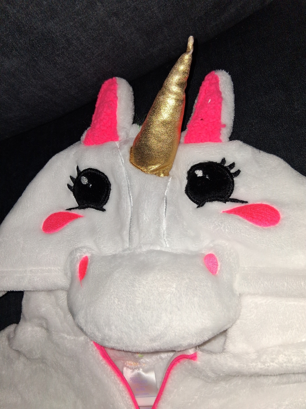 Secret Treasures White Unicorn Onsie with Pink Accents & Gold Horn Womens XL